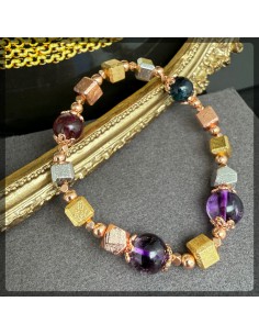 Super 7 mix Tourmaline and Meteorite Silver Bracelet