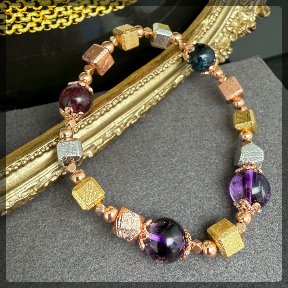 紫超七 碧璽 天鐵純銀手鏈