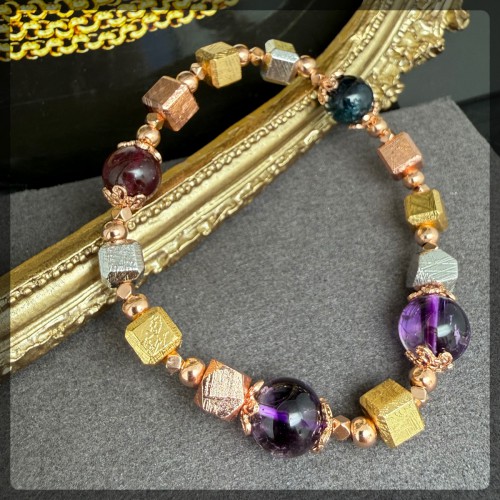 紫超七 碧璽 天鐵純銀手鏈