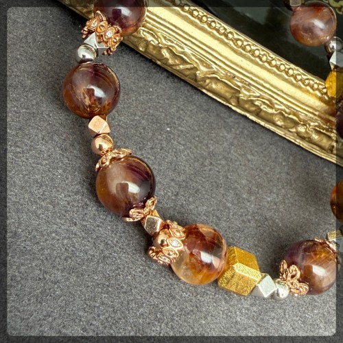 Auralite 23 mix Meteorite Silver Bracelet