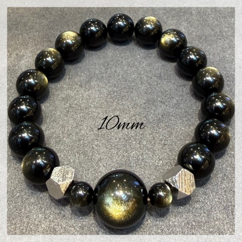 Muonionalusta Meteorite mix Golden Sheen Obsidian Bracelet