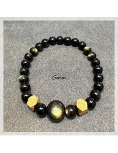 Muonionalusta Meteorite mix Golden Sheen Obsidian Bracelet 2