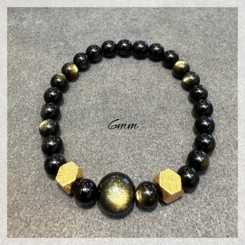 Muonionalusta Meteorite mix Golden Sheen Obsidian Bracelet