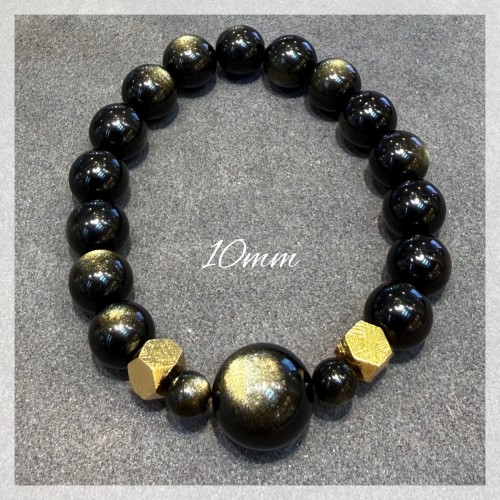 Muonionalusta Meteorite mix Golden Sheen Obsidian Bracelet